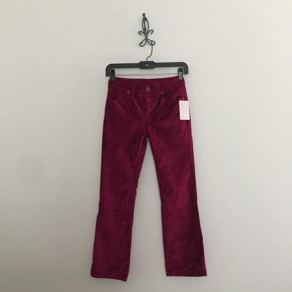 Free People Pink Velvet Crop Pants - Picture 2 of 8